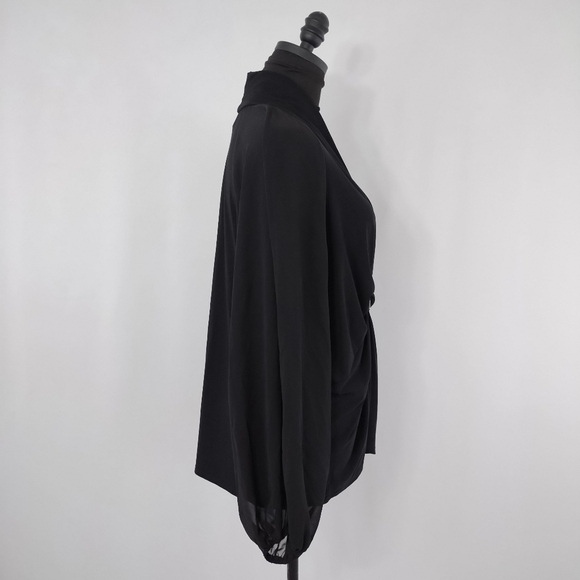 Vintage Y2K MSK Women's Plus Size Black Sheer Sleeves Dressy Top sz 1X Elevated - Picture 8 of 9